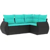 Image de Vidaxl Salon De Jardin 4 Pcs Avec Coussins Noir RÃ©sine TressÃ©e