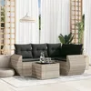 Image de Vidaxl Salon De Jardin 5 Pcs Avec Coussins Gris Clair RÃ©sine TressÃ©e
