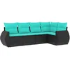 Image de Vidaxl Salon De Jardin 5 Pcs Avec Coussins Noir RÃ©sine TressÃ©e