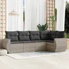 Image de Vidaxl Salon De Jardin 5 Pcs Avec Coussins Gris Clair RÃ©sine TressÃ©e