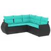 Image de Vidaxl Salon De Jardin 5 Pcs Avec Coussins Noir RÃ©sine TressÃ©e