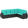 Image de Vidaxl Salon De Jardin 6 Pcs Avec Coussins Noir RÃ©sine TressÃ©e