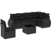 Image de Vidaxl Salon De Jardin 7 Pcs Avec Coussins Noir RÃ©sine TressÃ©e