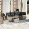 Image de Vidaxl Salon De Jardin Avec Coussins 7 Pcs Gris Clair RÃ©sine TressÃ©e