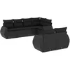 Image de Vidaxl Salon De Jardin 7 Pcs Avec Coussins Noir RÃ©sine TressÃ©e