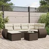 Image de Vidaxl Salon De Jardin Avec Coussins 7 Pcs Marron RÃ©sine TressÃ©e