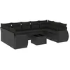 Image de Vidaxl Salon De Jardin 10 Pcs Avec Coussins Noir RÃ©sine TressÃ©e
