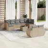 Image de Vidaxl Salon De Jardin Avec Coussins 10 Pcs Beige RÃ©sine TressÃ©e