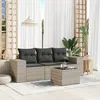 Image de Vidaxl Salon De Jardin 4 Pcs Avec Coussins Gris Clair RÃ©sine TressÃ©e