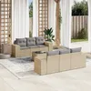 Image de Vidaxl Salon De Jardin Avec Coussins 7 Pcs Beige RÃ©sine TressÃ©e