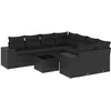 Image de Vidaxl Salon De Jardin 9 Pcs Avec Coussins Noir RÃ©sine TressÃ©e