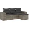 Image de Vidaxl Salon De Jardin 4 Pcs Avec Coussins Gris RÃ©sine TressÃ©e
