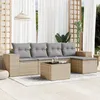 Image de Vidaxl Salon De Jardin Avec Coussins 6 Pcs Beige RÃ©sine TressÃ©e