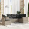 Image de Vidaxl Salon De Jardin 5 Pcs Avec Coussins Gris Clair RÃ©sine TressÃ©e