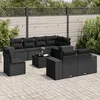 Image de Vidaxl Salon De Jardin 9 Pcs Avec Coussins Noir RÃ©sine TressÃ©e