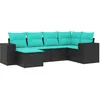 Image de Vidaxl Salon De Jardin 6 Pcs Avec Coussins Noir RÃ©sine TressÃ©e