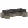 Image de Vidaxl Salon De Jardin Avec Coussins 7 Pcs Gris RÃ©sine TressÃ©e