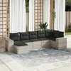 Image de Vidaxl Salon De Jardin Avec Coussins 7 Pcs Gris Clair RÃ©sine TressÃ©e