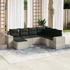 Image de Vidaxl Salon De Jardin Avec Coussins 7 Pcs Gris Clair RÃ©sine TressÃ©e