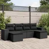 Image de Vidaxl Salon De Jardin 6 Pcs Avec Coussins Noir RÃ©sine TressÃ©e