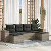 Image de Vidaxl Salon De Jardin 6 Pcs Avec Coussins Gris Clair RÃ©sine TressÃ©e