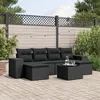 Image de Vidaxl Salon De Jardin 7 Pcs Avec Coussins Noir RÃ©sine TressÃ©e