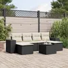 Image de Vidaxl Salon De Jardin 7 Pcs Avec Coussins Noir RÃ©sine TressÃ©e