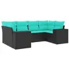 Image de Vidaxl Salon De Jardin 6 Pcs Avec Coussins Noir RÃ©sine TressÃ©e