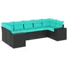 Image de Vidaxl Salon De Jardin 7 Pcs Avec Coussins Noir RÃ©sine TressÃ©e