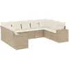 Image de Vidaxl Salon De Jardin Avec Coussins 9 Pcs Beige RÃ©sine TressÃ©e