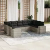 Image de Vidaxl Salon De Jardin 9 Pcs Avec Coussins Gris Clair RÃ©sine TressÃ©e