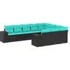 Image de Vidaxl Salon De Jardin 10 Pcs Avec Coussins Noir RÃ©sine TressÃ©e