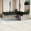 Image de Vidaxl Salon De Jardin Avec Coussins 10 Pcs Gris Clair RÃ©sine TressÃ©e