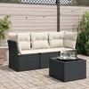 Image de Vidaxl Salon De Jardin 4 Pcs Avec Coussins Noir RÃ©sine TressÃ©e