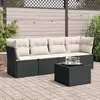 Image de Vidaxl Salon De Jardin 5 Pcs Avec Coussins Noir RÃ©sine TressÃ©e