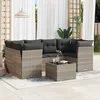 Image de Vidaxl Salon De Jardin Avec Coussins 7 Pcs Gris Clair RÃ©sine TressÃ©e