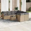 Image de Vidaxl Salon De Jardin Avec Coussins 9 Pcs Beige RÃ©sine TressÃ©e