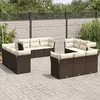 Image de Vidaxl Salon De Jardin Avec Coussins 12 Pcs Marron RÃ©sine TressÃ©e