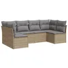 Image de Vidaxl Salon De Jardin Avec Coussins 6 Pcs Beige RÃ©sine TressÃ©e