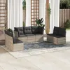 Image de Vidaxl Salon De Jardin Avec Coussins 7 Pcs Gris Clair RÃ©sine TressÃ©e