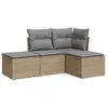 Image de Vidaxl Salon De Jardin Avec Coussins 4 Pcs Beige RÃ©sine TressÃ©e