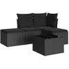 Image de Vidaxl Salon De Jardin 5 Pcs Avec Coussins Noir RÃ©sine TressÃ©e