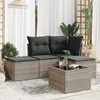 Image de Vidaxl Salon De Jardin 5 Pcs Avec Coussins Gris Clair RÃ©sine TressÃ©e