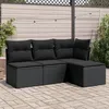 Image de Vidaxl Salon De Jardin 4 Pcs Avec Coussins Noir RÃ©sine TressÃ©e
