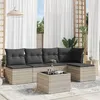 Image de Vidaxl Salon De Jardin 6 Pcs Avec Coussins Gris Clair RÃ©sine TressÃ©e