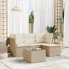 Image de Vidaxl Salon De Jardin Avec Coussins 5 Pcs Beige RÃ©sine TressÃ©e