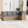 Image de Vidaxl Salon De Jardin Avec Coussins 5 Pcs Beige RÃ©sine TressÃ©e