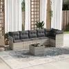 Image de Vidaxl Salon De Jardin Avec Coussins 7 Pcs Gris Clair RÃ©sine TressÃ©e