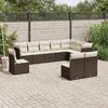 Image de Vidaxl Salon De Jardin 10 Pcs Avec Coussins Marron RÃ©sine TressÃ©e