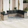 Image de Vidaxl Salon De Jardin 9 Pcs Avec Coussins Gris Clair RÃ©sine TressÃ©e